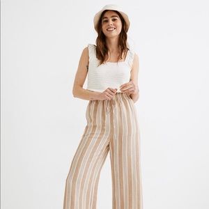 Smocked Huston Pull-On Crop Pants in Stripe